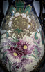 Vintage Satsuma-Style Moriage Vase: Hand-Painted Floral, Double Handles, Cobalt Blue