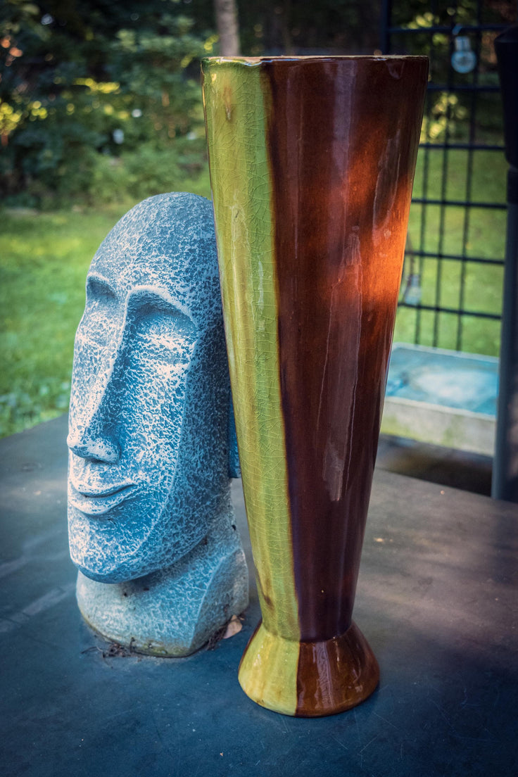Mid-century Polish design Ceramic Brown and Green Vase