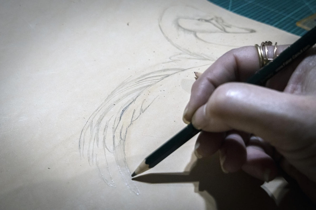 Luxury Hand-Tooled Leather Table Runner-Pyrography Swan Art Dresser Scarf, Waterproofed Vegetable Tanned Leather & Natural Cork Home Decor