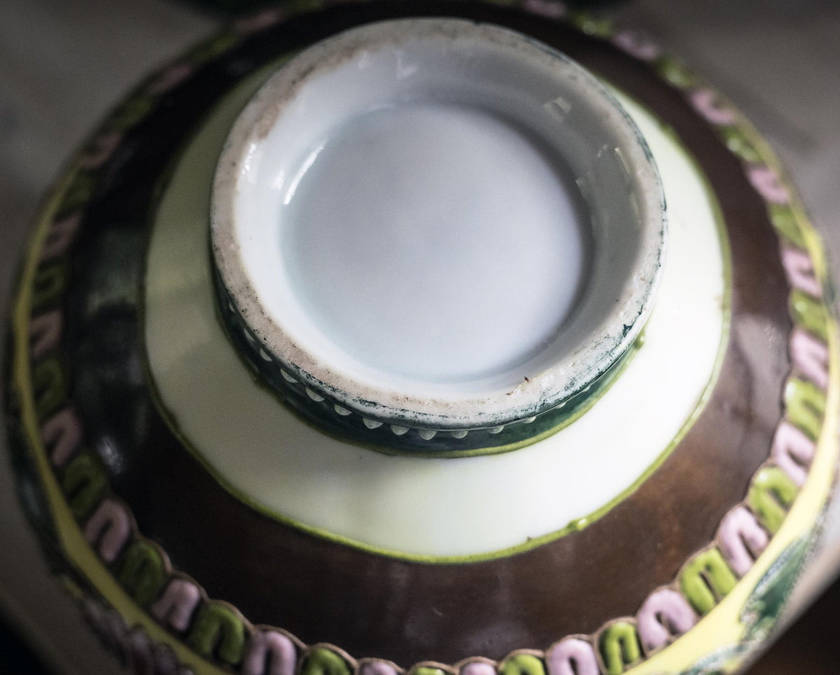 Base of the antique Nippon -style vase showing unmarked porcelain